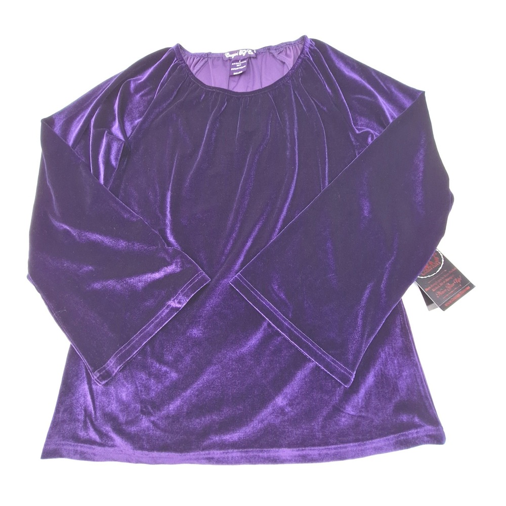 Cowgirl Tuff Blouse Womens Small Purple Velvet Bell Sleeve Western‎ Festive
